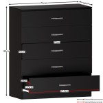 (Black) Riano 5-Drawer Bedroom Storage Chest